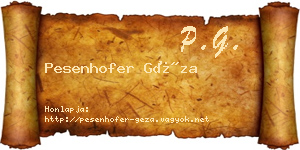 Pesenhofer Géza névjegykártya
